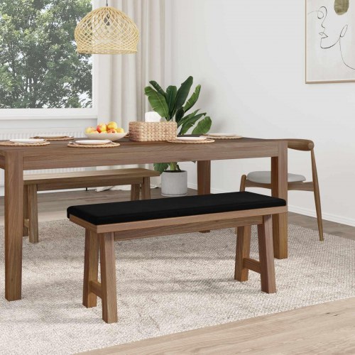Bænkpude i velour sort 110 x 38 x 6,5 cm til bænk, dybde 35 cm