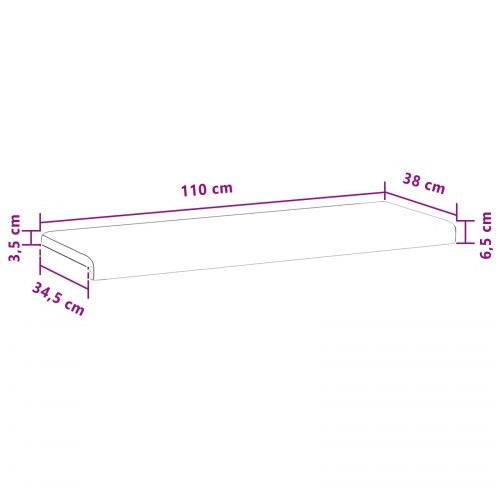 Bænkpude i velour sort 110 x 38 x 6,5 cm til bænk, dybde 35 cm