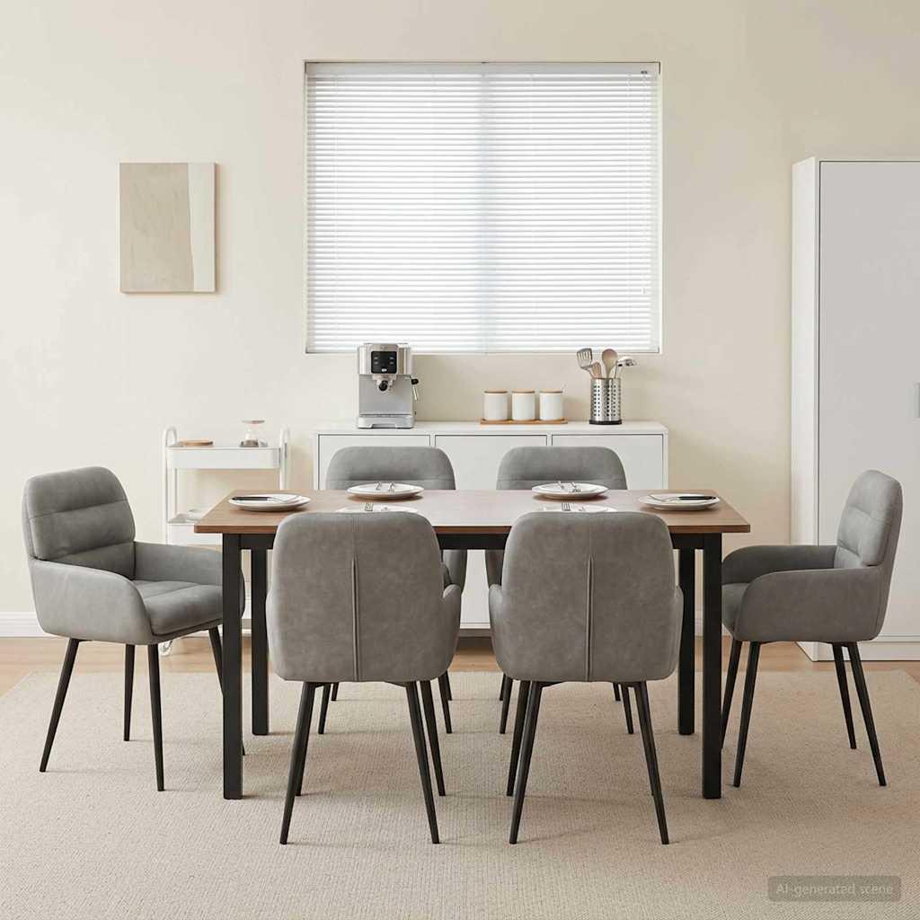 Spisestole 6 stk i fløjl med armlæn lysegrå 59 x 59,5 x 90 cm