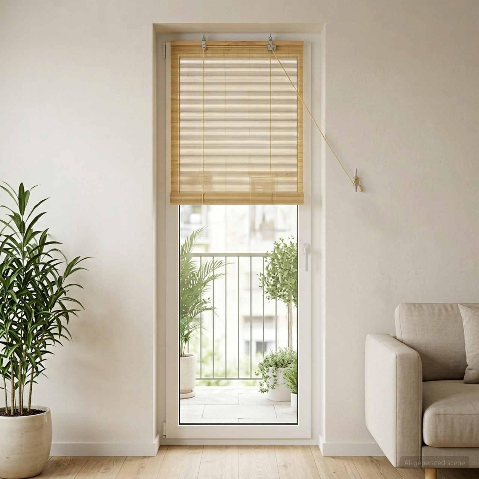 Rullegardin i bambus naturfarvet 50 x 220 cm