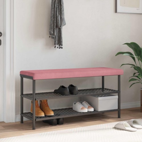Bænkpude i velour lyserød 110 x 38 x 6,5 cm til bænk
