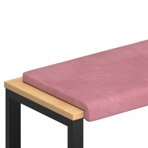 Bænkpude i velour lyserød 110 x 38 x 6,5 cm til bænk