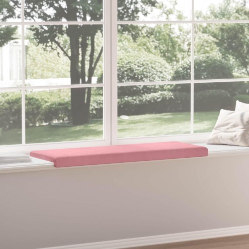 Bænkpude i velour lyserød 110 x 38 x 6,5 cm til bænk