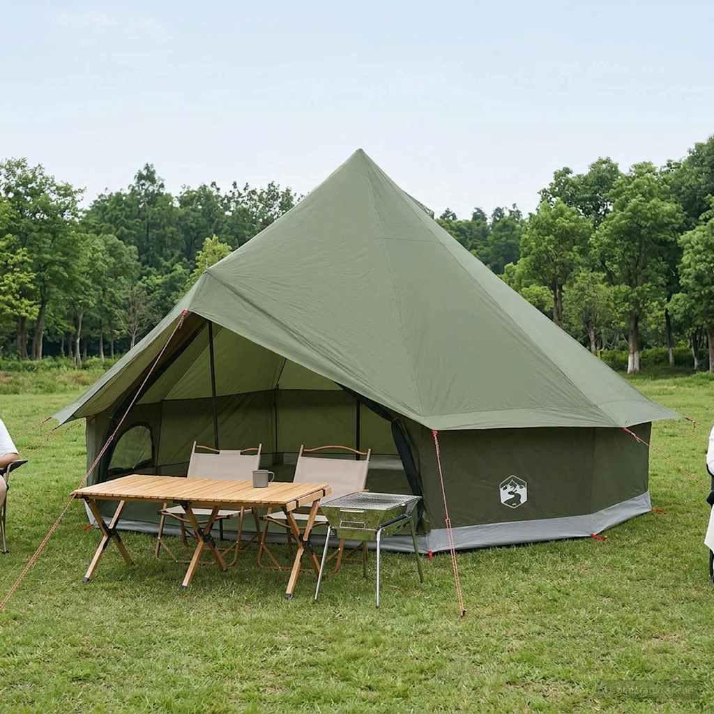 Tipi telt olivengrøn 500 x 500 x 300 cm i polyester og stål