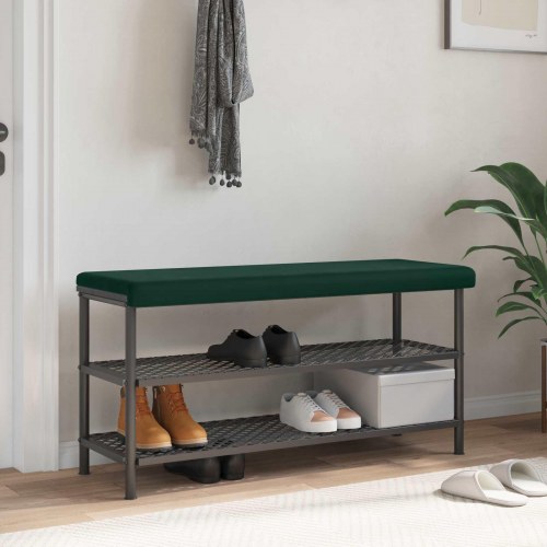 Bænkpude i velour mørkegrøn 110 x 38 x 6,5 cm til bænke med dybde 35 cm