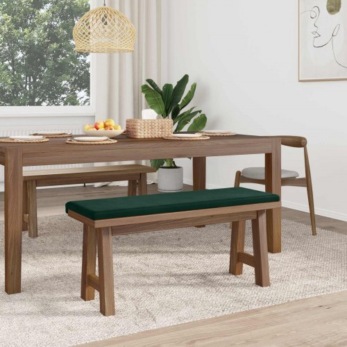 Bænkpude i velour mørkegrøn 110 x 38 x 6,5 cm til bænke med dybde 35 cm