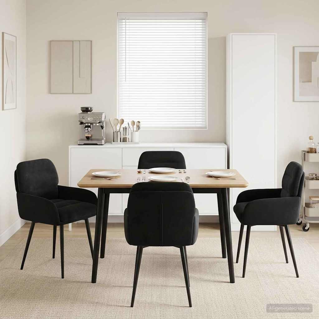 Spisebordsstole 4 stk i sort fløjl med armlæn 59 x 59,5 x 90 cm