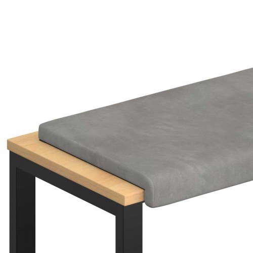Bænkpude i velour lysegrå 110 x 38 cm dybde 35 cm