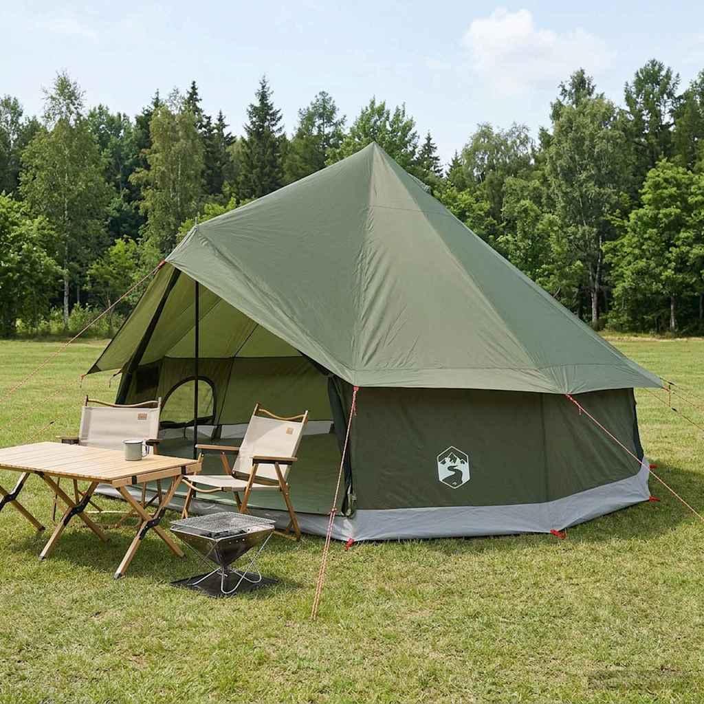 Tipi telt olivengrøn 400 x 400 x 250 cm i polyester og stål
