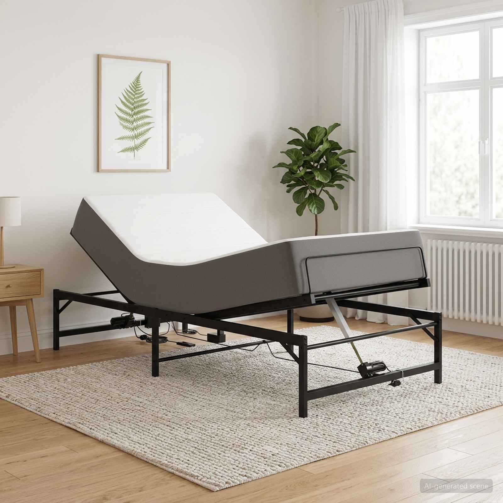 vidaXL Elektrisk Justerbar Sengetramme Sort 90 x 200 cm Stål