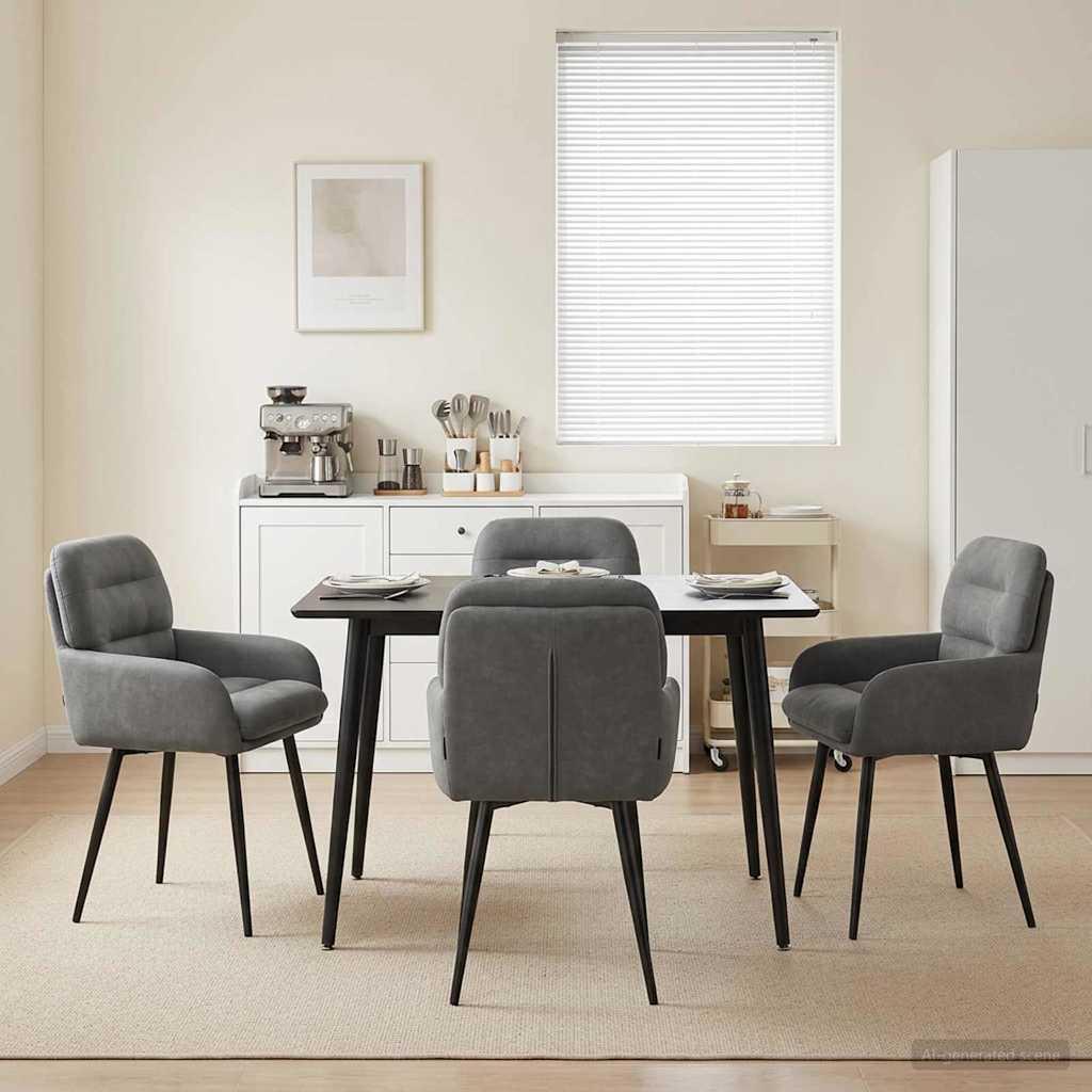 Spisestole 4 stk i fløjl med armlæn mørkegrå 59 x 59,5 x 90 cm