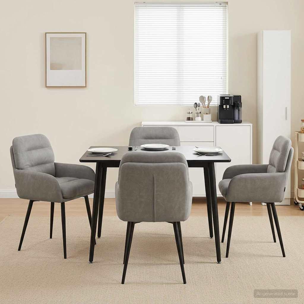 Spisebordsstole 4 stk i fløjl med armlæn - lysegrå 59 x 59,5 x 90 cm