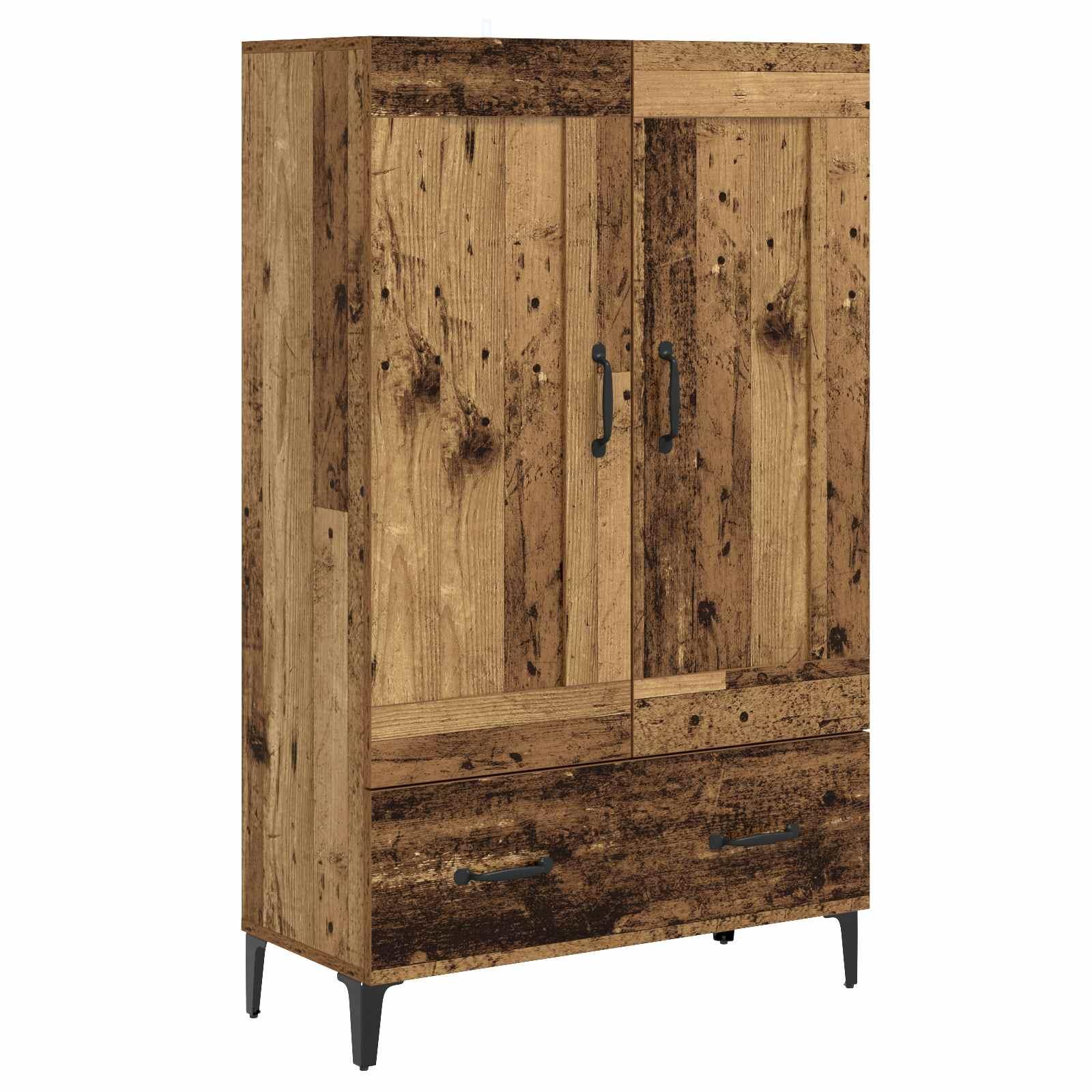 Highboard i gammelt træ 70 x 31 x 115 cm med skuffe