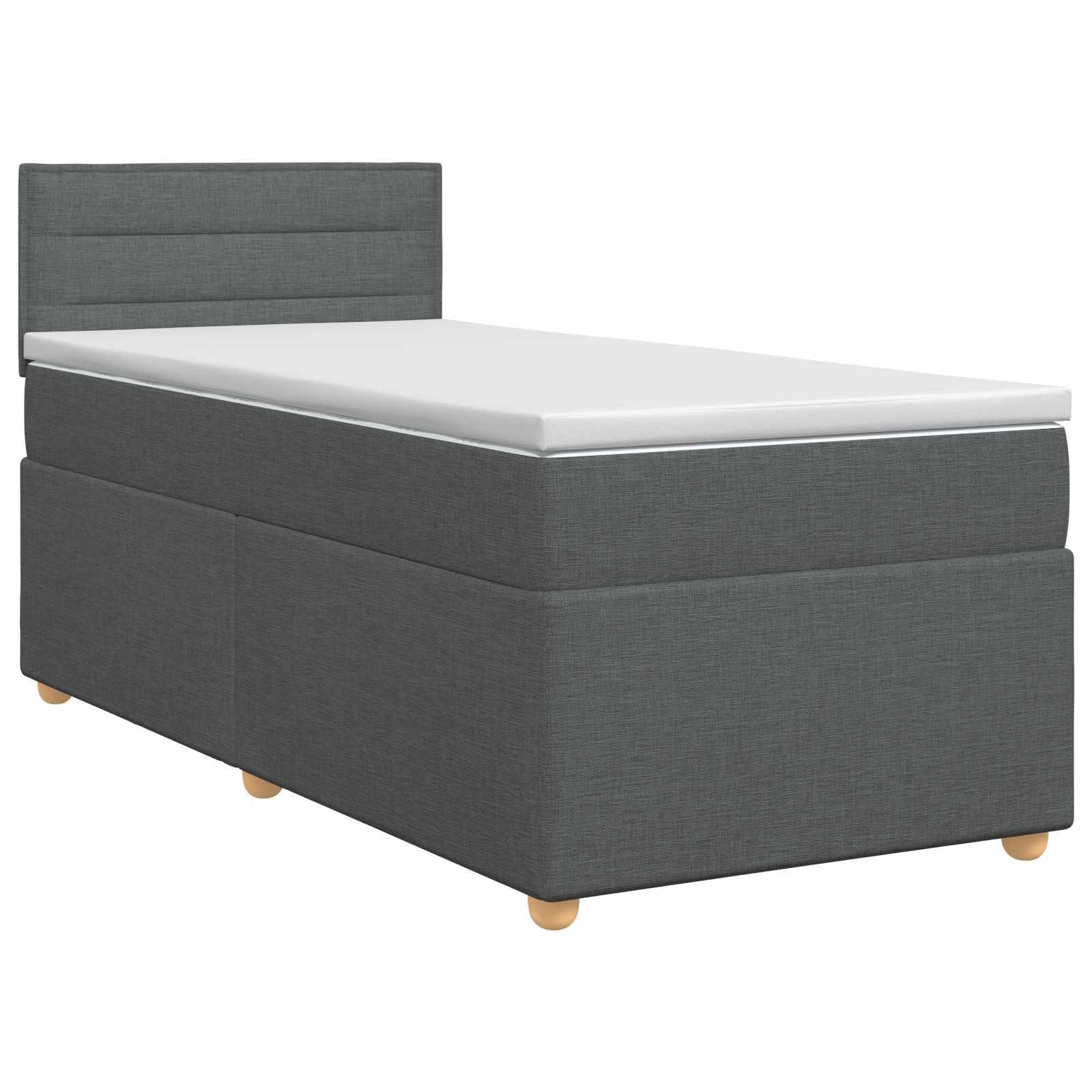 Boxmadras med topmadras og justerbar hovedgavl 90 x 200 cm - mørkegrå billede
