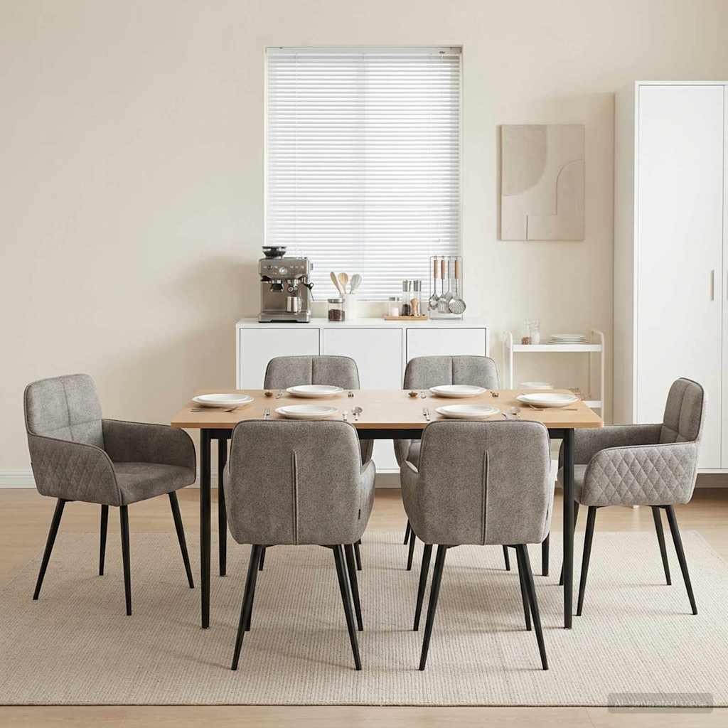 Spisestole 6 stk i faux suede læder med armlæn - lysegrå 59 x 56,5 x 85 cm