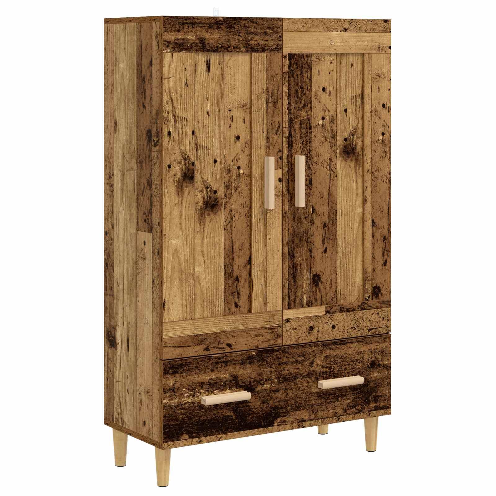 Highboard i gammelt træ 70 x 31 x 115 cm - højskab i konstrueret træ