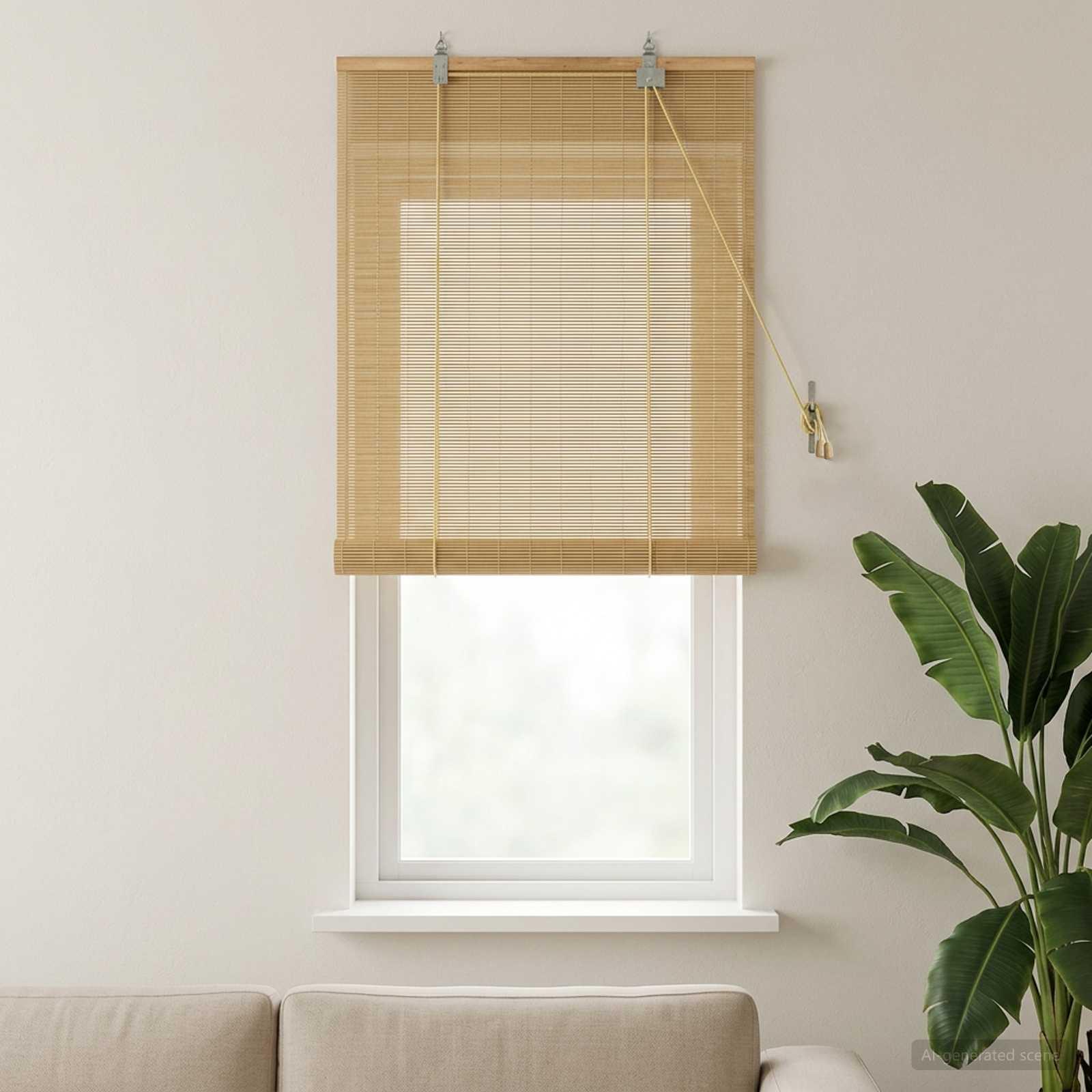 Rullegardin i naturfarvet bambus 60 x 160 cm