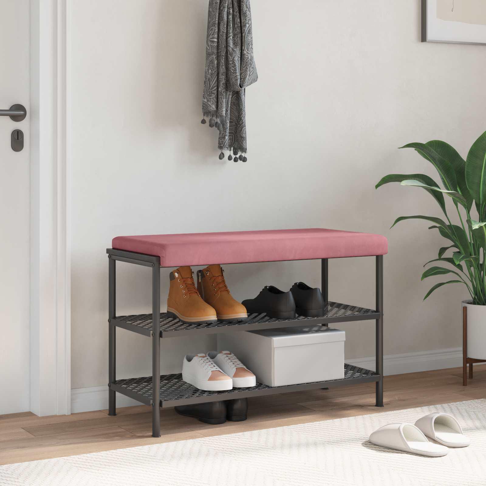 Bænkpude i velour lyserød 80 x 38 cm til sædedybde 35 cm