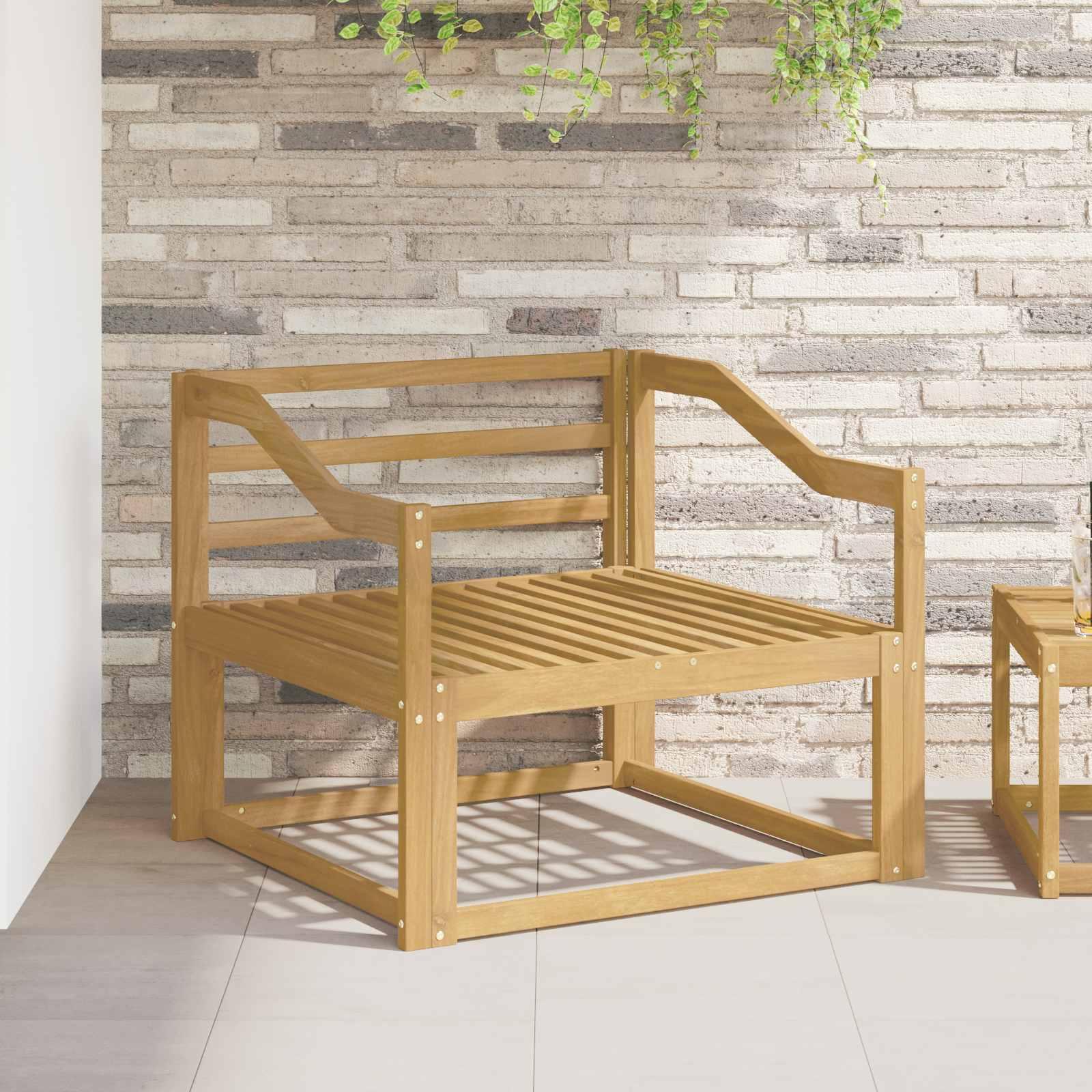 Armlænsmodul til sofa 2 stk hvid 79 x 4 x 73 cm massivt akacietræ billede