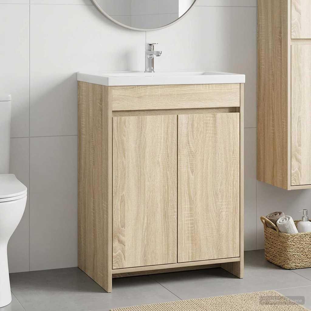 Badeværelse underskab til vask i sonoma-eg 56 x 37,5 x 81 cm