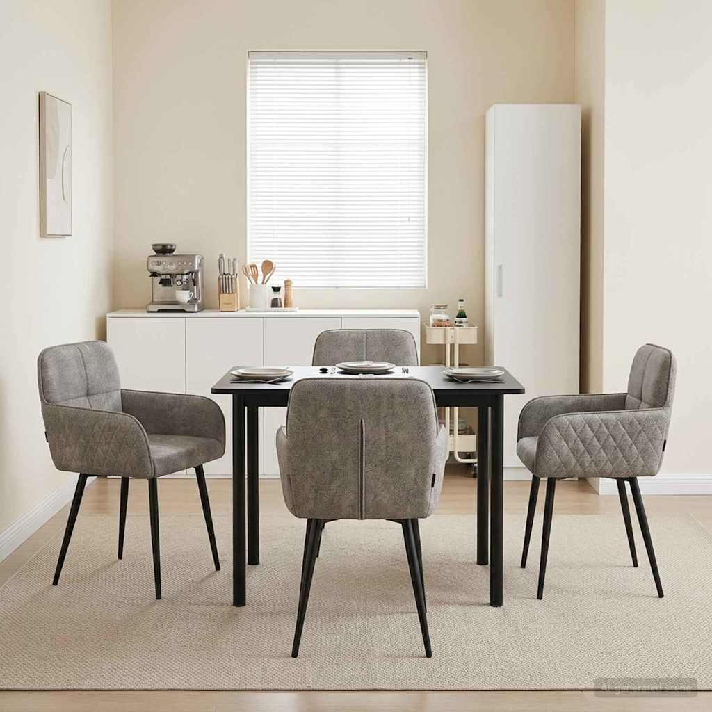 Spisestole 4 stk i faux suede læder med armlæn - lysegrå 59 x 56,5 x 85 cm