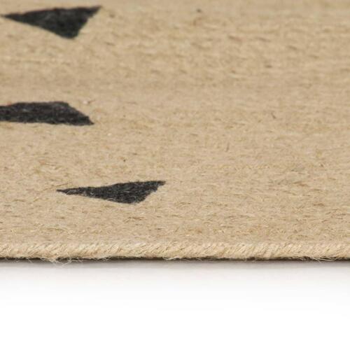 Håndlavet tæppe med trekantsprint jute 150 cm