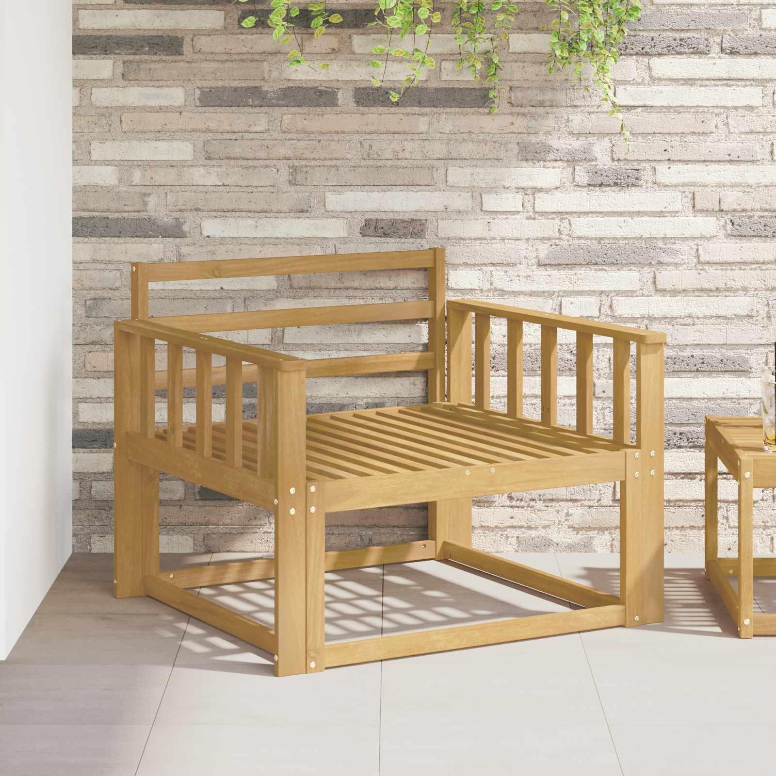 Armlæn modul 2 stk hvid 80 x 6 x 61 cm i massivt akacietræ