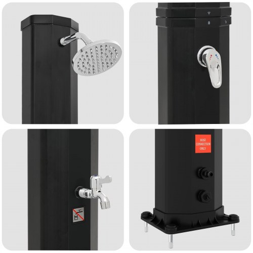 Solbruser med bruserhoved og vandhane 40 l sort