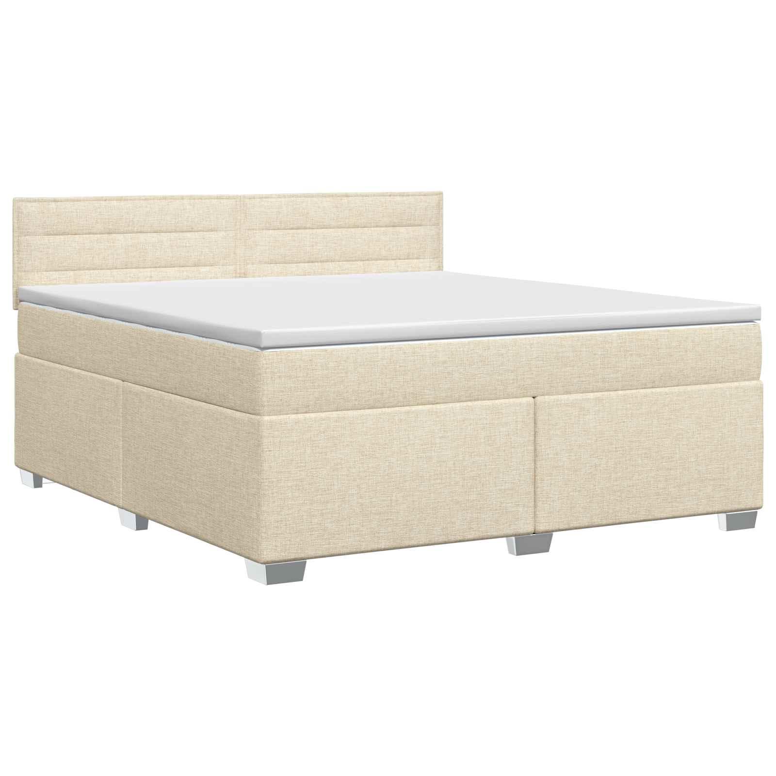 Boksmadras med topmadras cremefarvet 140 x 190 cm stof