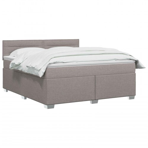 Boksmadras med topmadras og justerbar hovedgavl 140 x 190 cm gråbrun