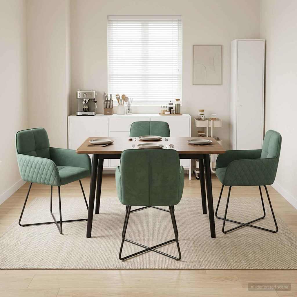 Spisestole 4 stk i fløjl med armlæn - havgrøn 59 x 56,5 x 86 cm