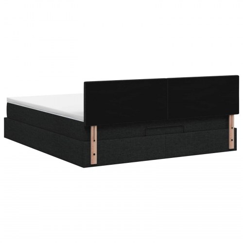 Ottoman seng med madras og opbevaring 180 x 200 cm sort stof