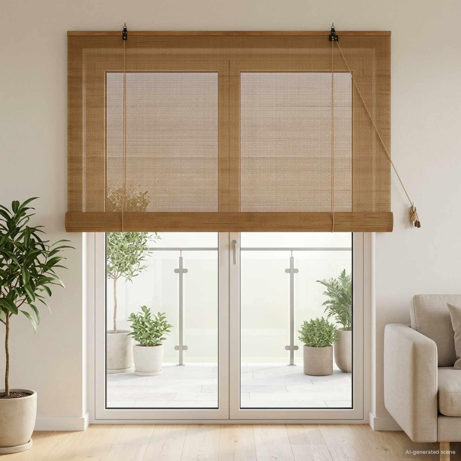 Rullegardin i bambus brun 150 x 220 cm