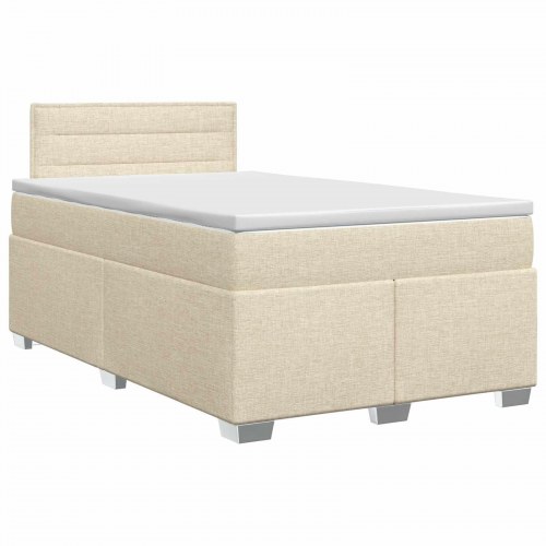 Boksmadras med topmadras cremefarvet 120 x 200 cm stof