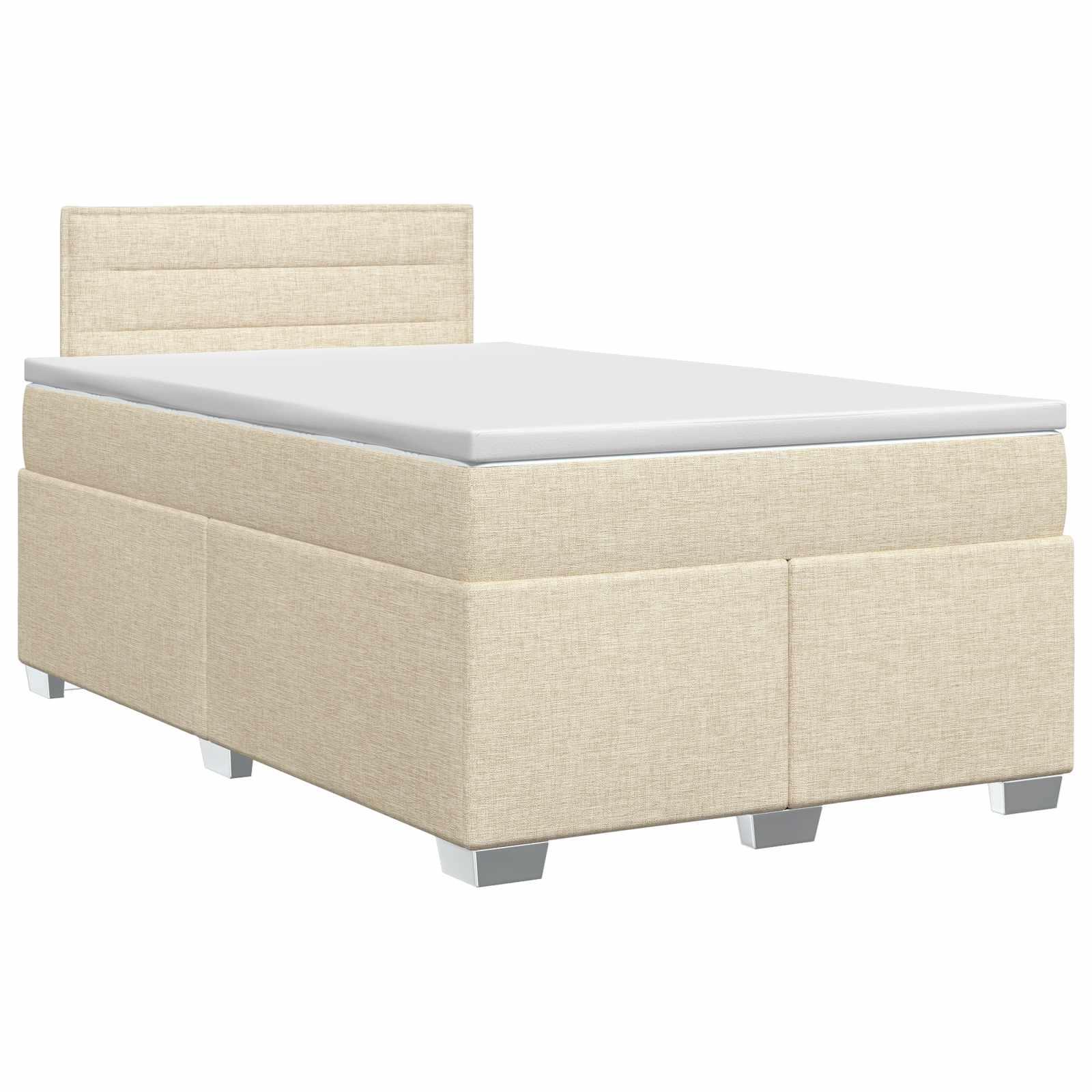 Boksmadras med topmadras cremefarvet 120 x 200 cm stof
