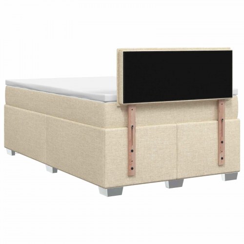 Boksmadras med topmadras cremefarvet 120 x 200 cm stof