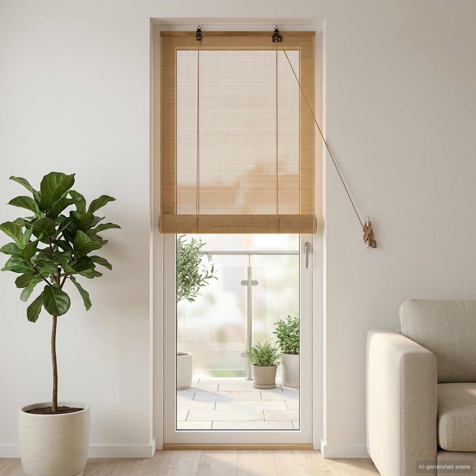 Rullegardin i bambus brun 60 x 220 cm