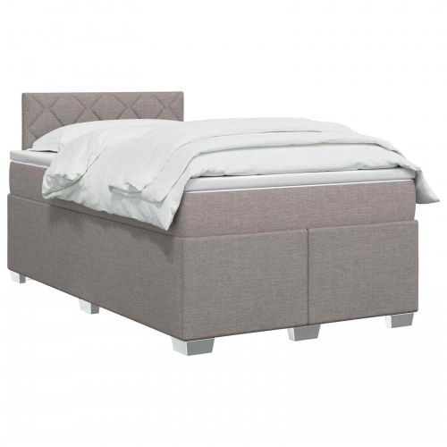 Boksmadras med topmadras gråbrun 120 x 190 cm stof