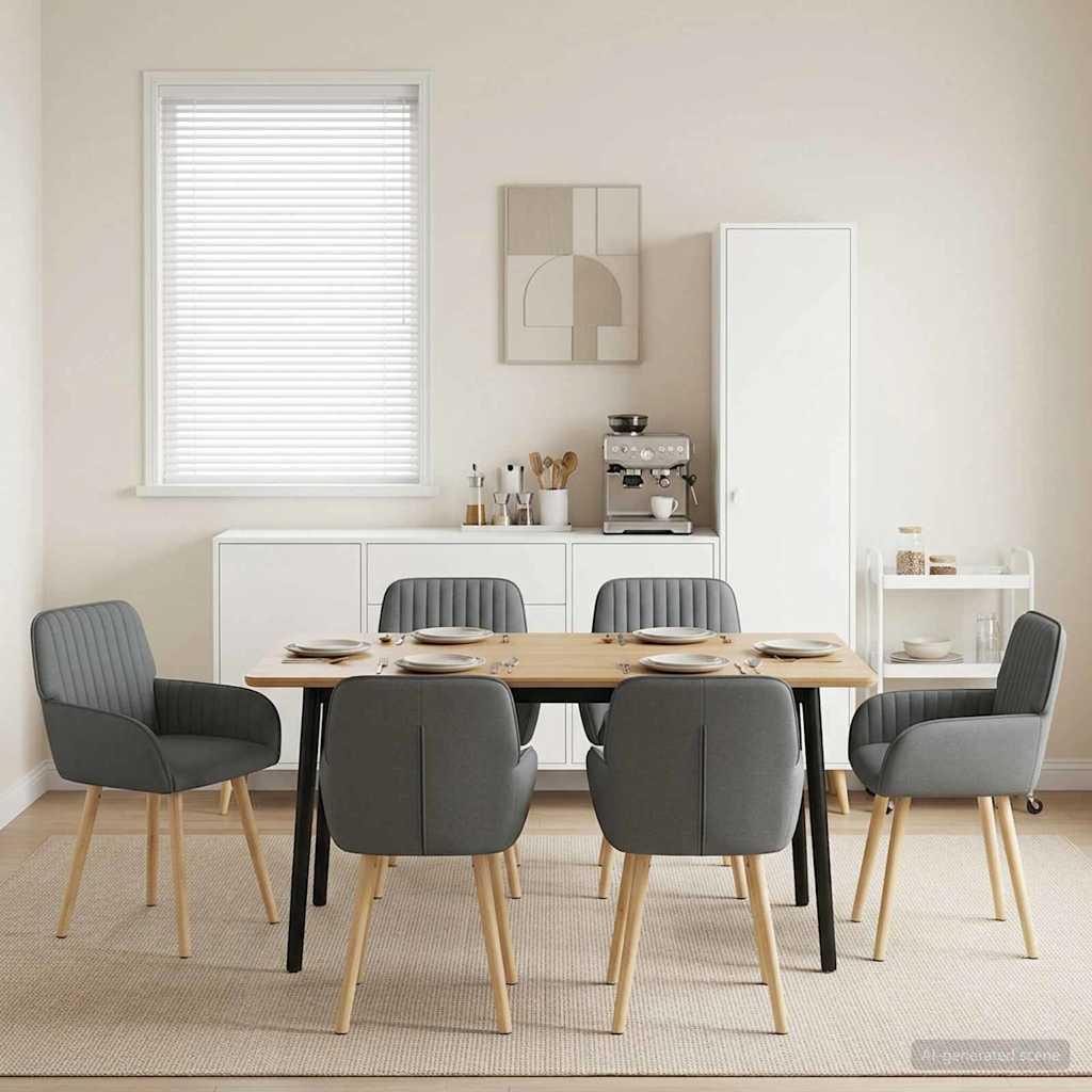 Spisestole 6 stk i stof med armlæn mørkegrå 56,5 x 50 x 87,5 cm