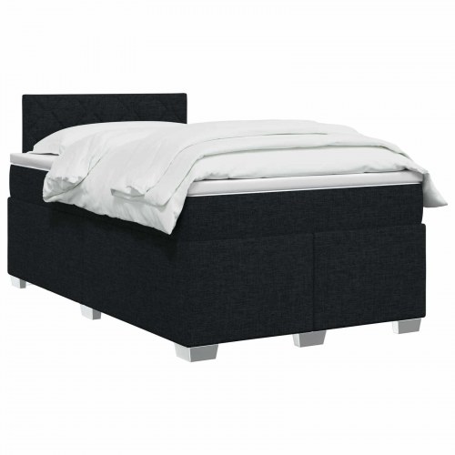 Boksmadras med topmadras og hovedgærde 120 x 190 cm - sort stof