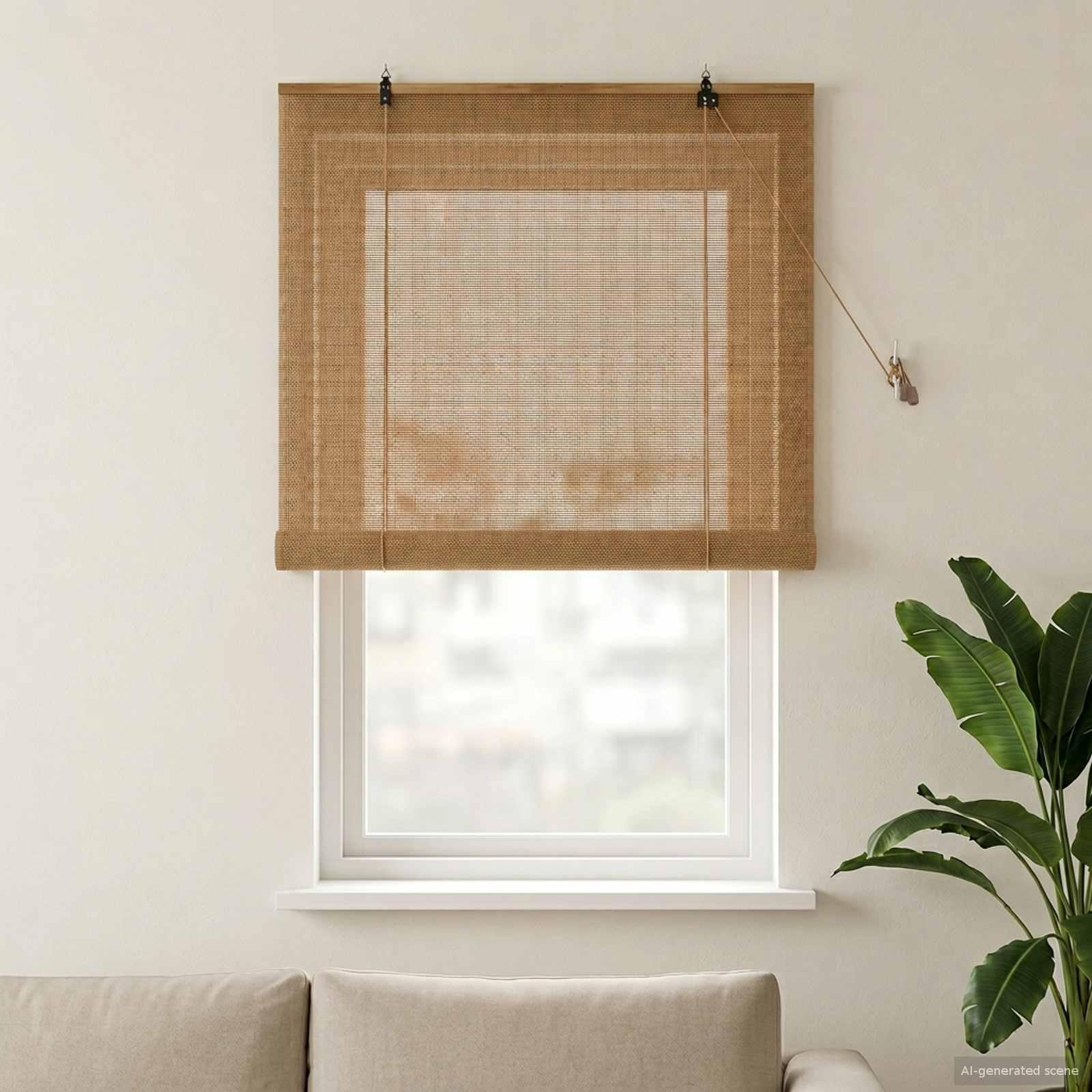 Rullegardin i bambus brun 120 x 160 cm
