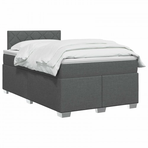Boksmadras med topmadras og justerbar gavl 120 x 190 cm mørkegrå