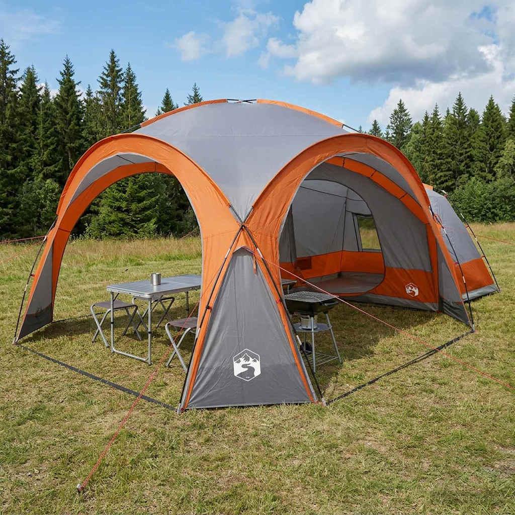 Sidetelt 410 x 410 x 250 cm i grå og orange - polyester og stål