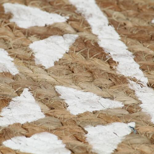 Håndlavet tæppe med hvidt print jute 90 cm