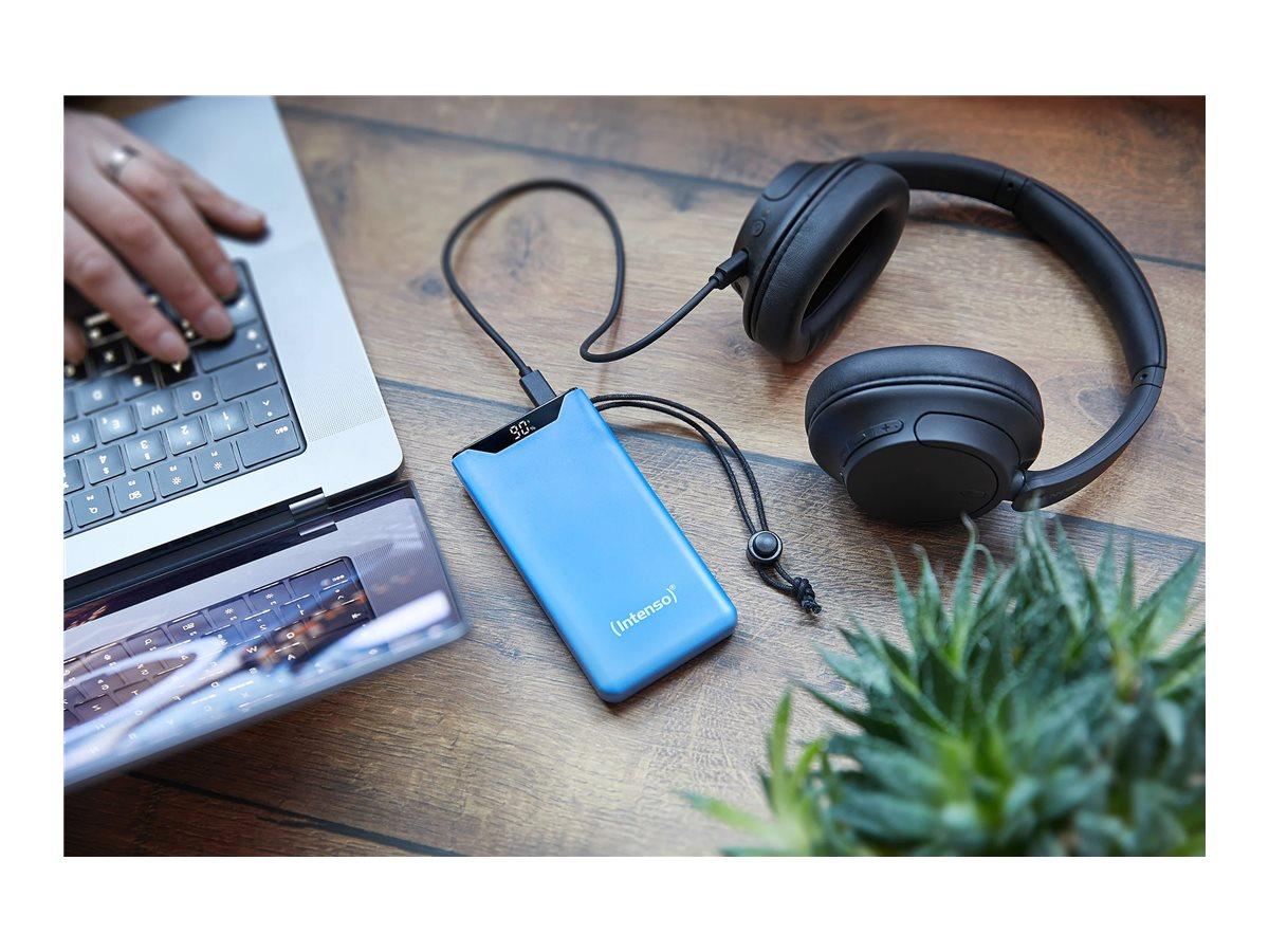 Intenso F20000 - Powerbank - 20000 mAh - 20 Watt - 3 A - QC 3.0, Power Delivery 3.0 + PPS - 2 output-stikforbindelser (24 pin USB-C, USB Type A) - på kabel: USB-C - blå