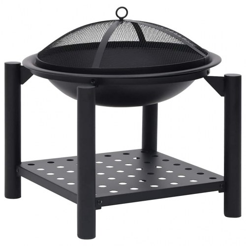 Bålfad med ildrager 54 × 54 × 55 cm - stål, sort