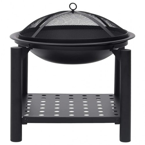 Bålfad med ildrager 54 × 54 × 55 cm - stål, sort