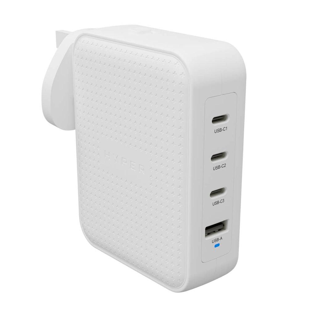 HYPER HJ1001WHWWGL hurtigoplader 140 W med 3 x USB-C og USB-A - hvid billede
