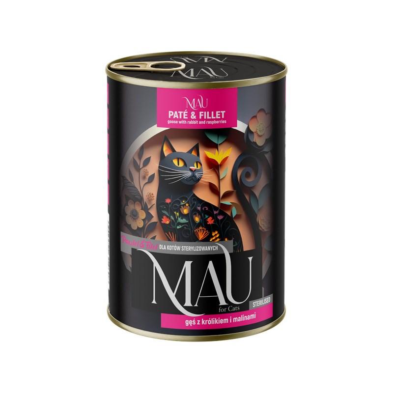 MAU Paté & Filet Sterilised gås med kanin og hindbær vådfoder til kat 400 g