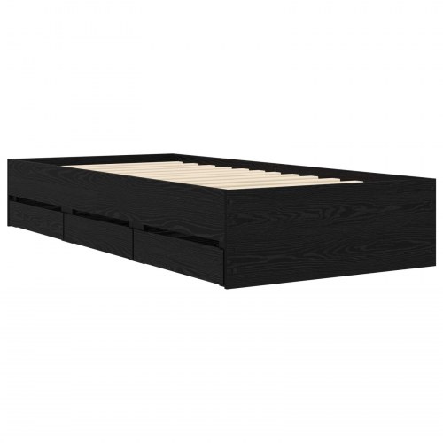 Sengestel med opbevaring sort eg 80 x 200 cm i konstrueret træ